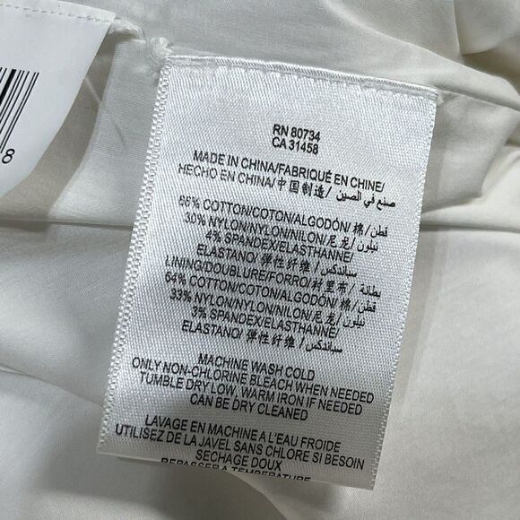 BCBGMAXAZRIA Dress NWOT Women‎ 8 White Collared Sleeveless Sheath Cotton Stretch - Picture 9 of 9